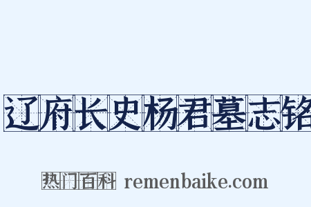 辽府长史杨君墓志铭是什么意思的图片